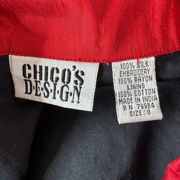 Chicos Design Vintage Silk Beaded Embroidered Art To Wear Jacket Size XS (0) Red - Picture 3 of 12